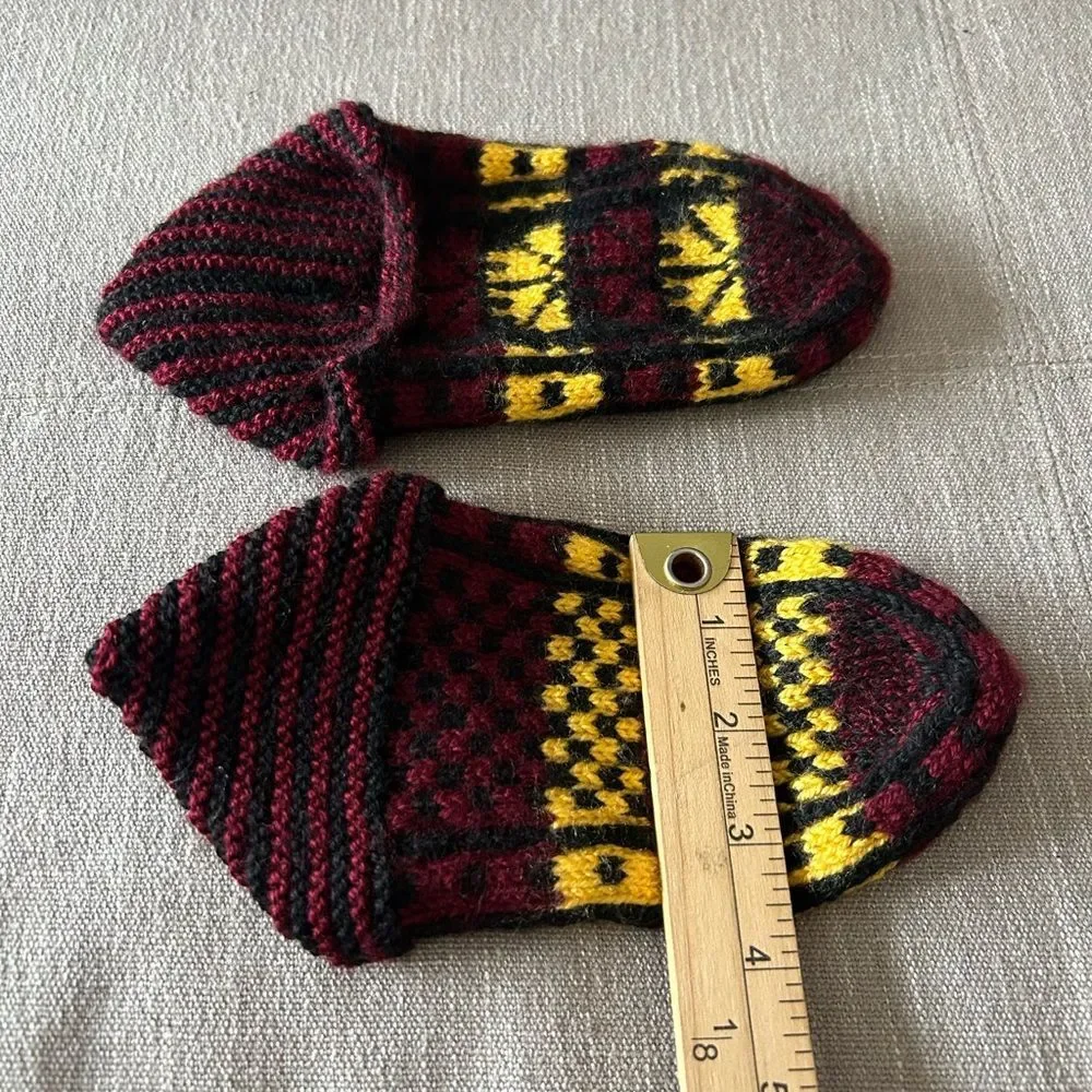 Handmade Crochet Knitted White and Red Slipper Socks Size S/M